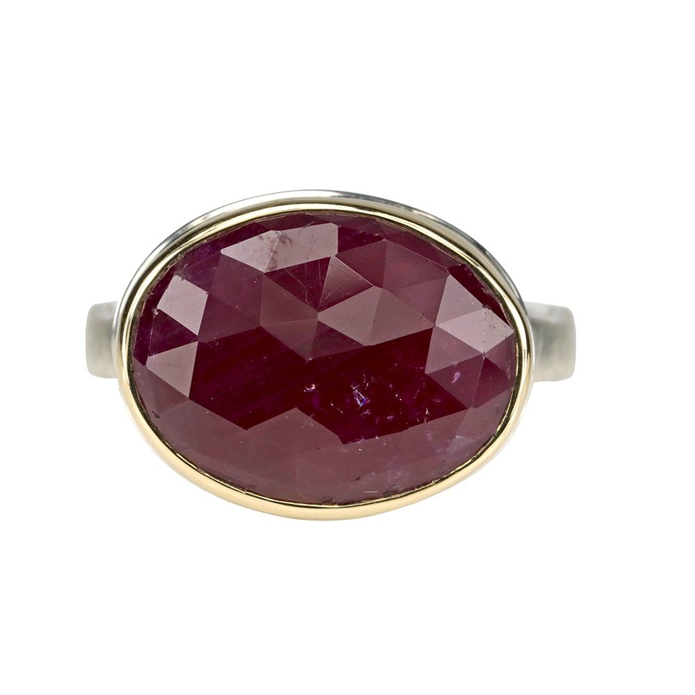 14K Gold Oval Indian Ruby Ring - Peridot Fine Jewelry - Jamie Joseph