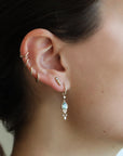 14K Gold Pave Diamond Hoops with Teardrop Green Tourmalines - Peridot Fine Jewelry - Celine Daoust