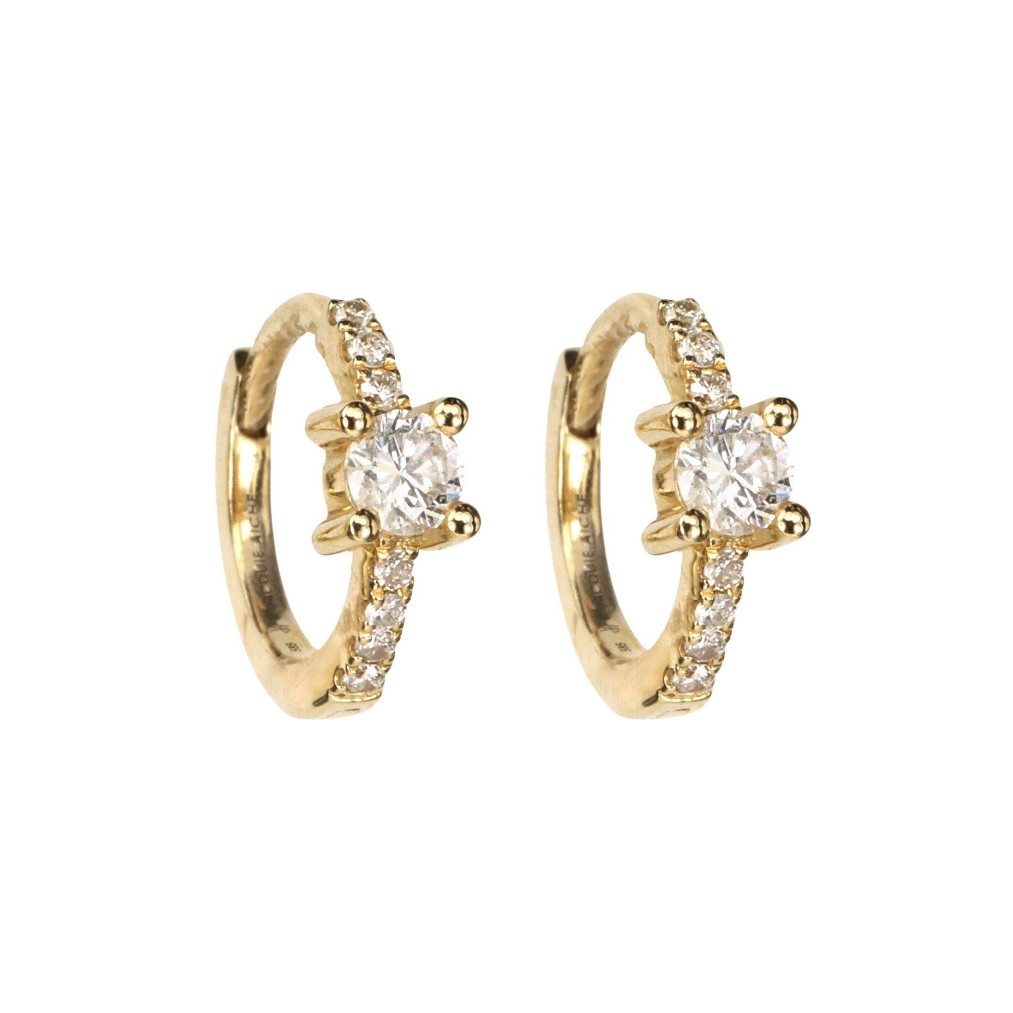 14K Gold Prong-Set and Pave Diamond Huggie - Peridot Fine Jewelry - Jacquie Aiche