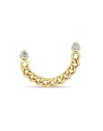 14K Gold Prong Set Diamond Studs with Connecting Curb Chain - Peridot Fine Jewelry - Zoe Chicco