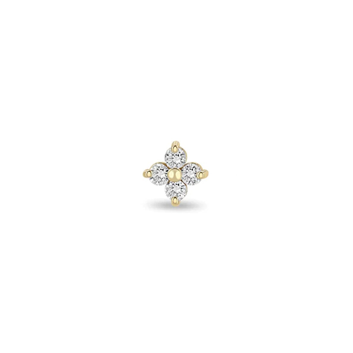 14K Gold "Quad" Stud Earring with Four Diamonds - Peridot Fine Jewelry - Zoe Chicco