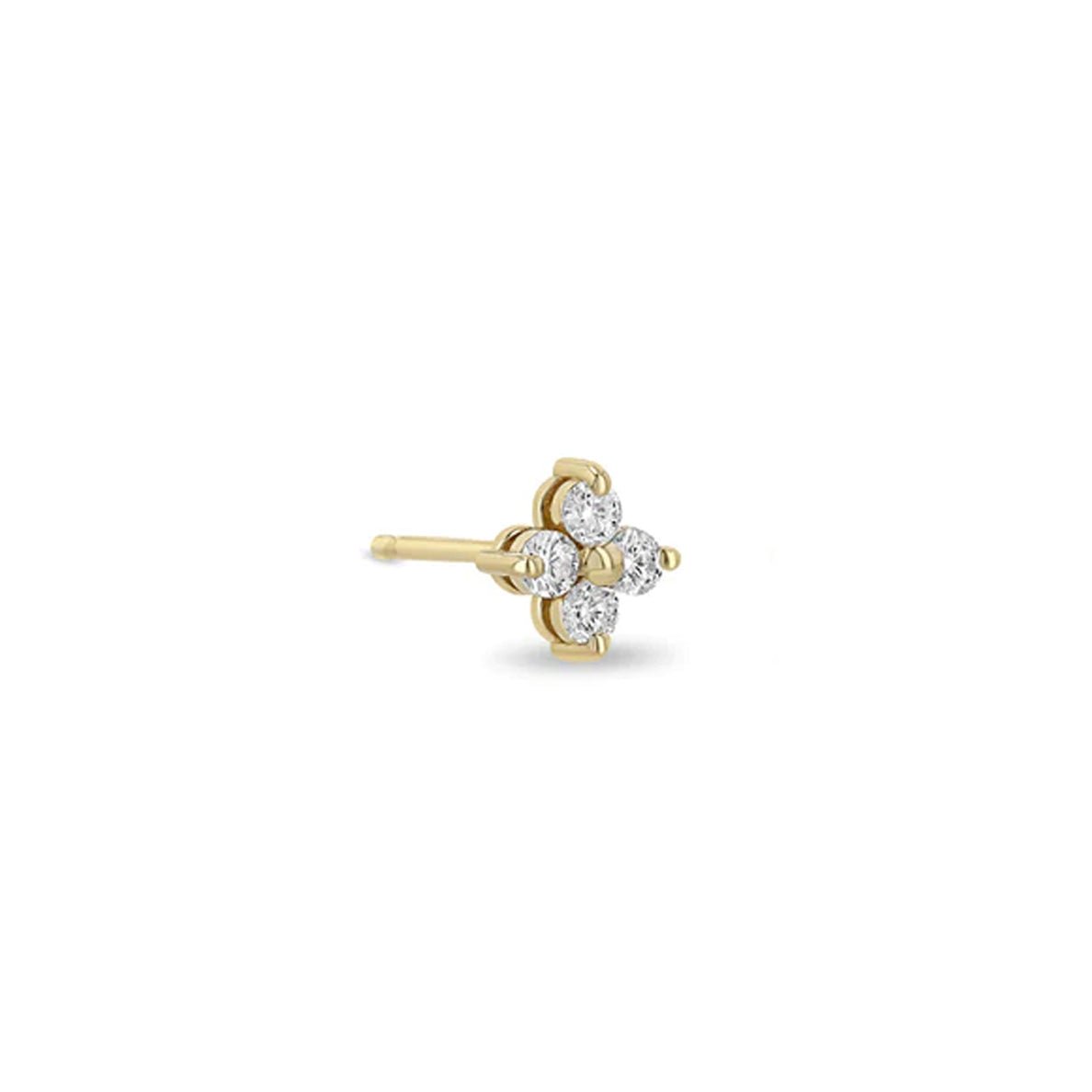 14K Gold "Quad" Stud Earring with Four Diamonds - Peridot Fine Jewelry - Zoe Chicco