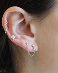 14K Gold Two Diamond Stud with Square Bead Chain Drop & Single Diamond Stud - Peridot Fine Jewelry - Zoe Chicco
