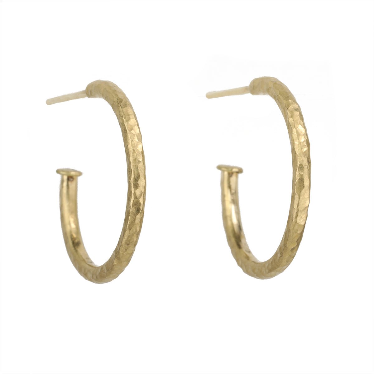 18 Karat Gold Large Hammered Hoop Earrings - Peridot Fine Jewelry - TAP by Todd Pownell