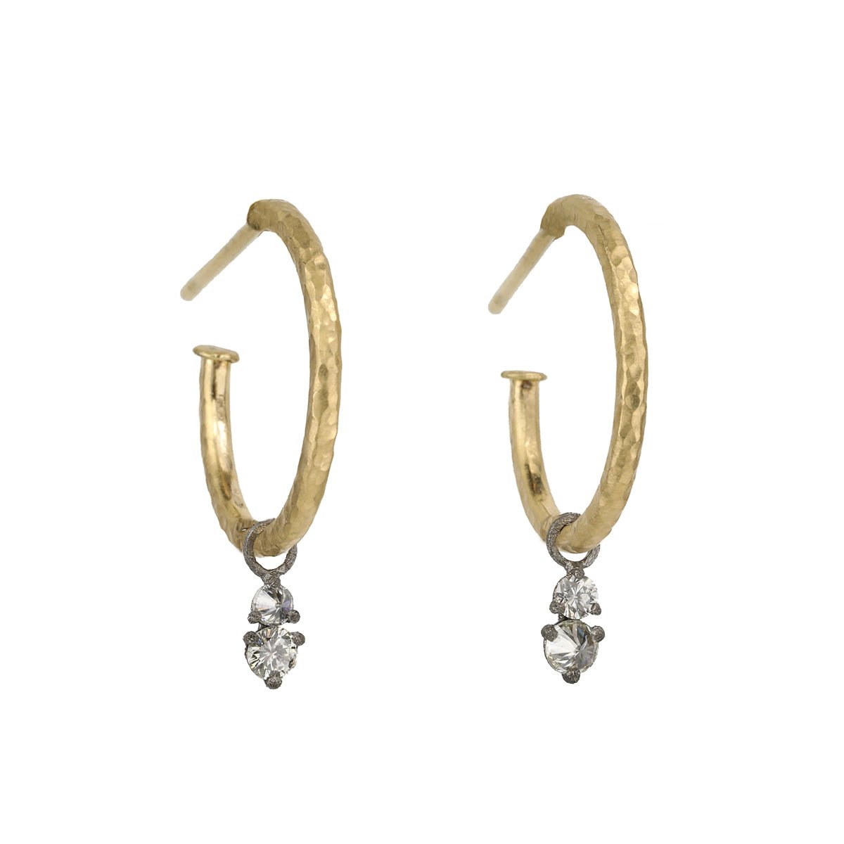 18 Karat Gold Large Hammered Hoop Earrings - Peridot Fine Jewelry - TAP by Todd Pownell