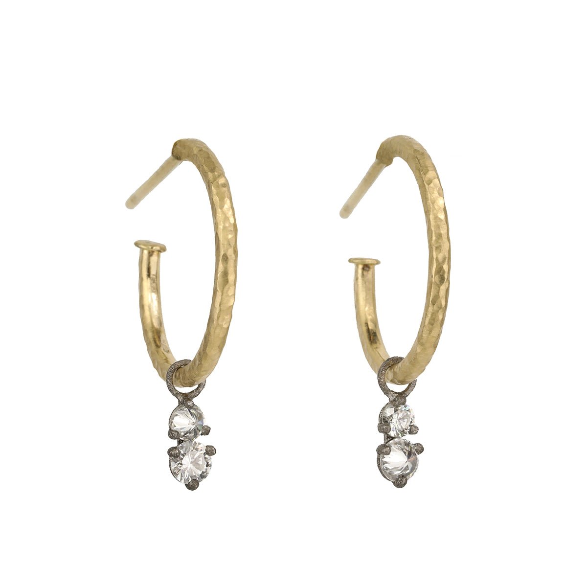 18 Karat Gold Large Hammered Hoop Earrings - Peridot Fine Jewelry - TAP by Todd Pownell