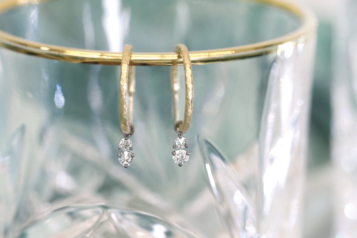 18 Karat Gold Large Hammered Hoop Earrings - Peridot Fine Jewelry - TAP by Todd Pownell