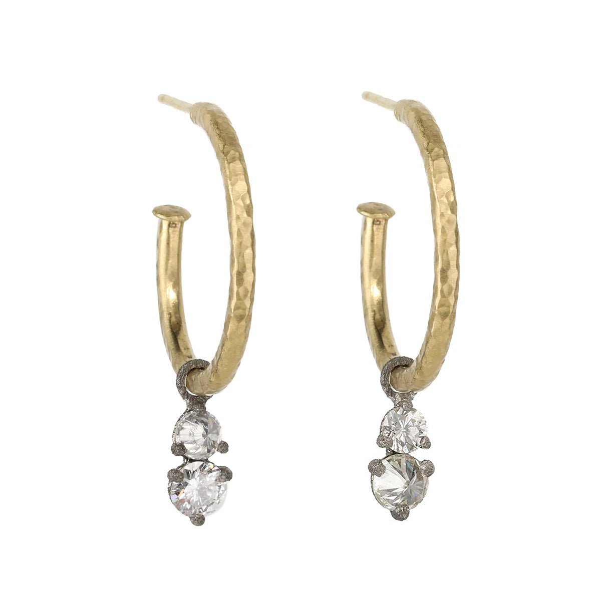 18 Karat Gold Large Hammered Hoop Earrings - Peridot Fine Jewelry - TAP by Todd Pownell