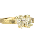 TAP by Todd Pownell 18 Karat Yellow Gold Hammered Band with Two Pear Shaped Diamonds