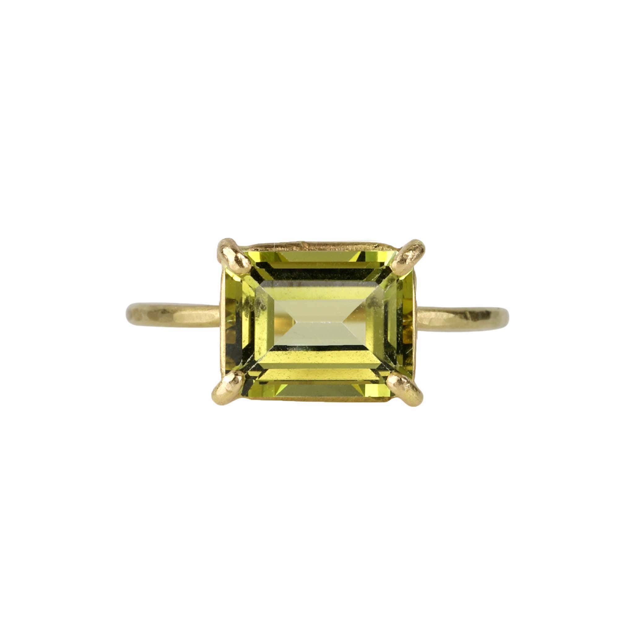 Rosanne Pugliese 18 Karat Yellow Gold Prong-Set Emerald Cut Citrine "Mini Gem" Ring