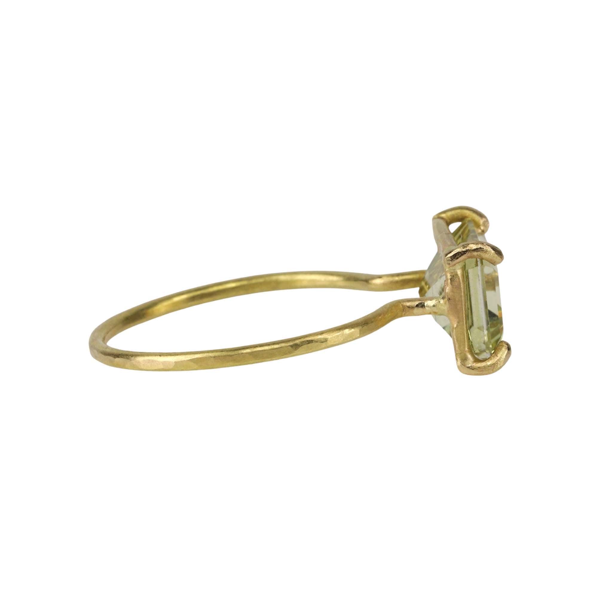 Rosanne Pugliese 18 Karat Yellow Gold Prong-Set Emerald Cut Citrine "Mini Gem" Ring