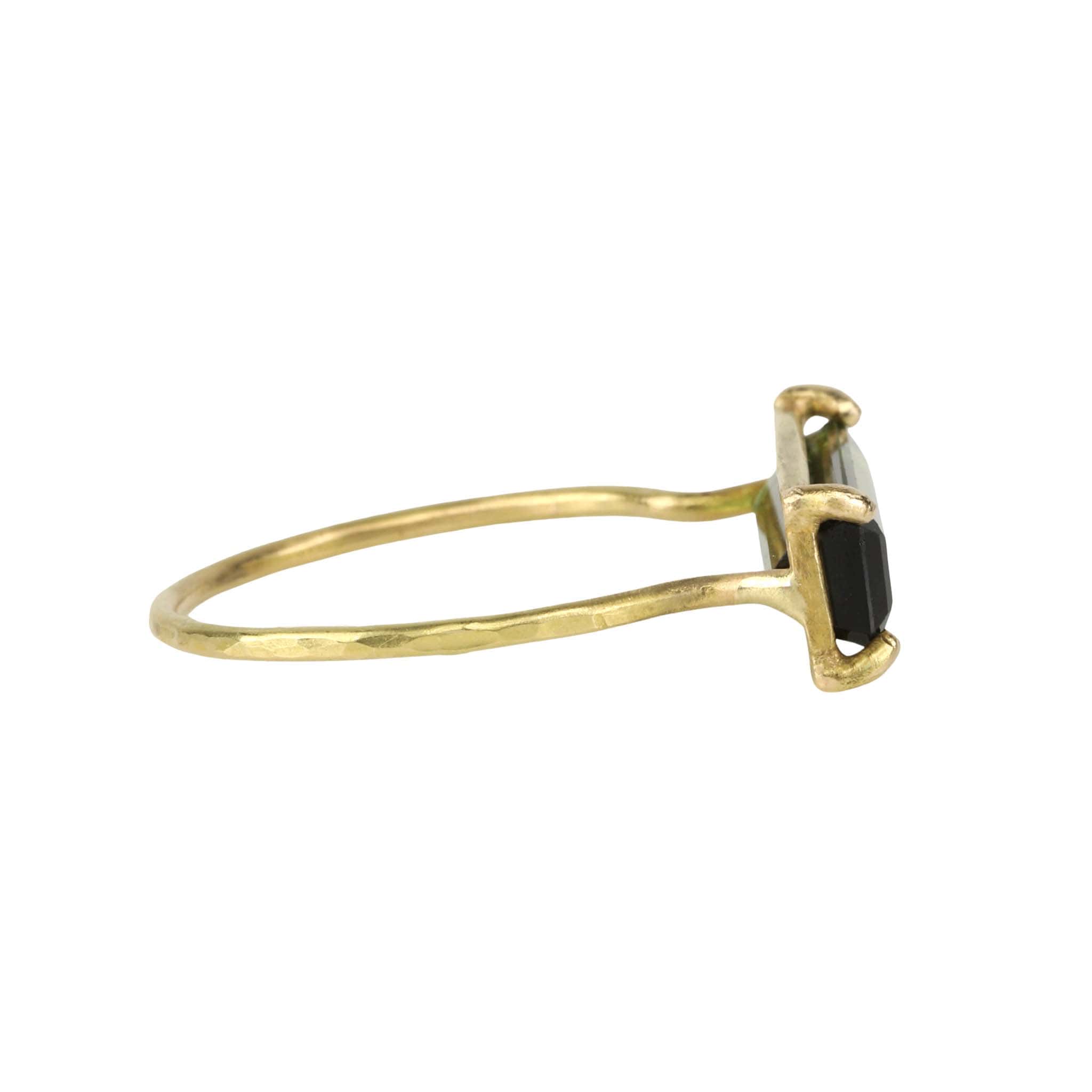 Rosanne Pugliese 18 Karat Yellow Gold Prong-Set Emerald Cut Green Tourmaline "Mini Gem" Ring