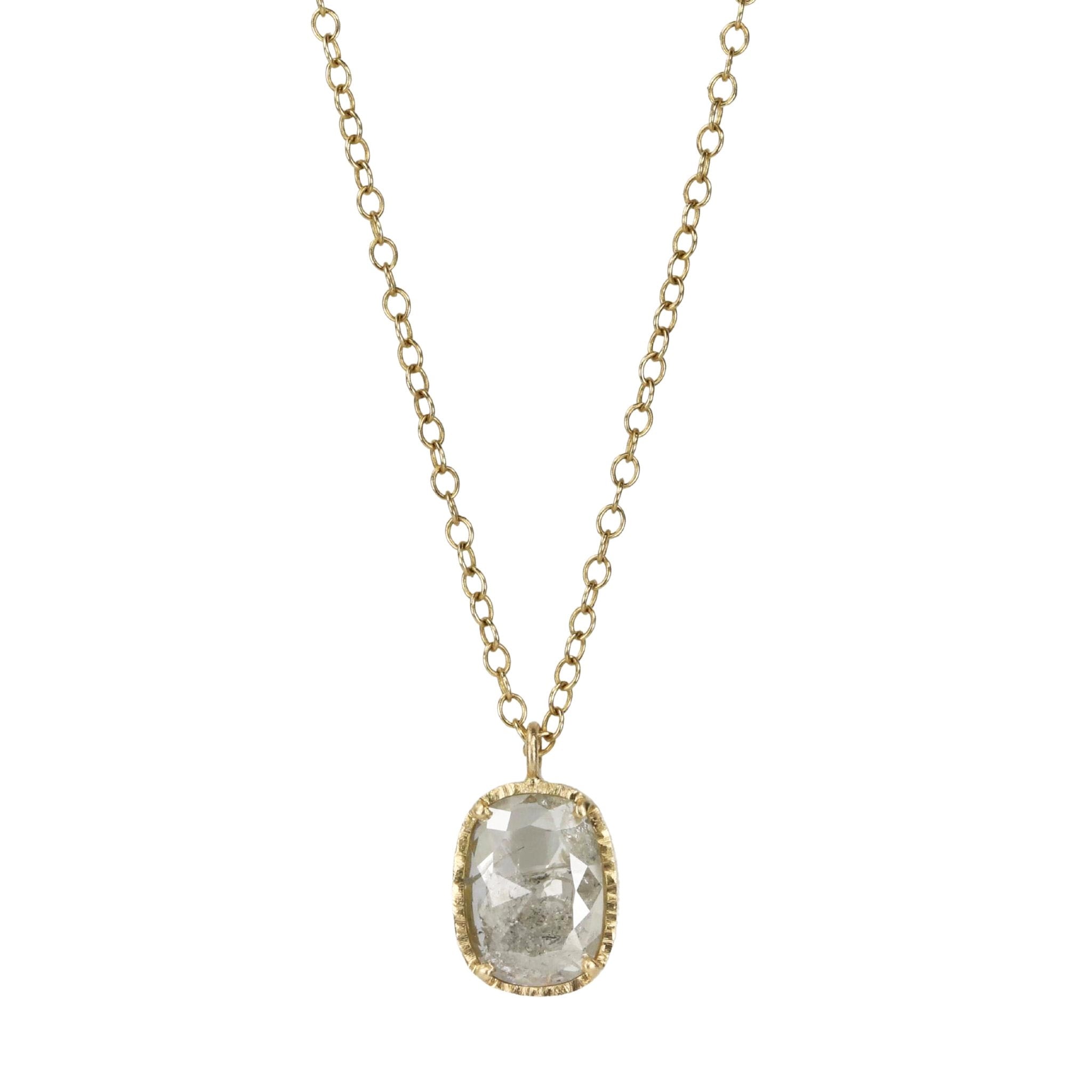 Yasuko Azuma 18K Gold Rosecut Rectangle Grey Diamond Necklace