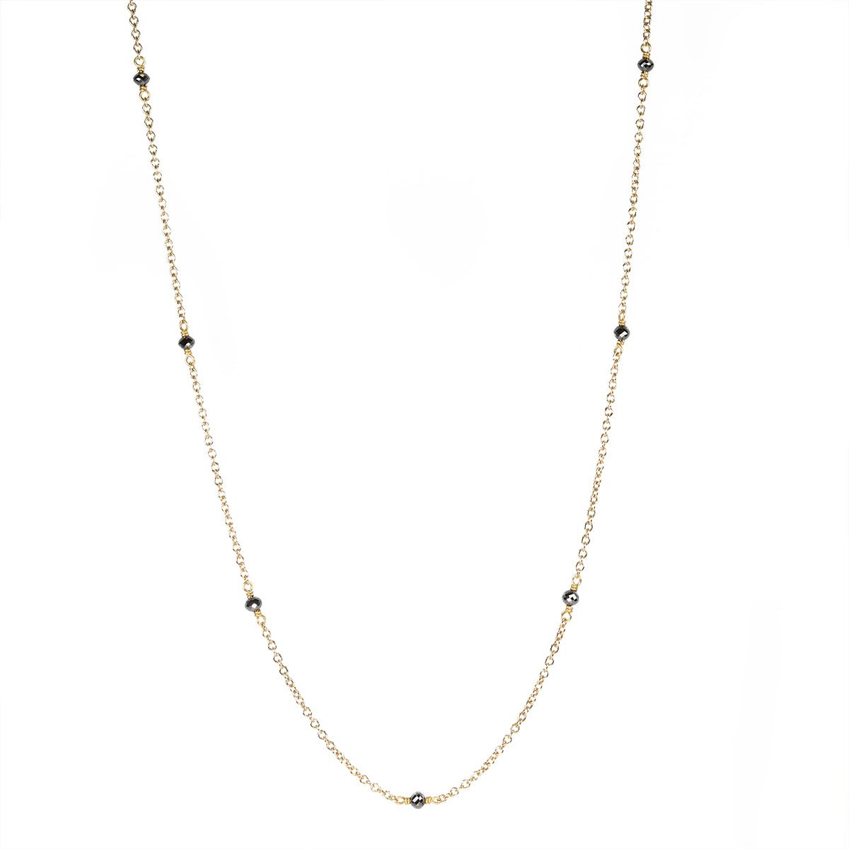 18K Gold and Black Diamond Station Necklace - Peridot Fine Jewelry - Caroline Ellen