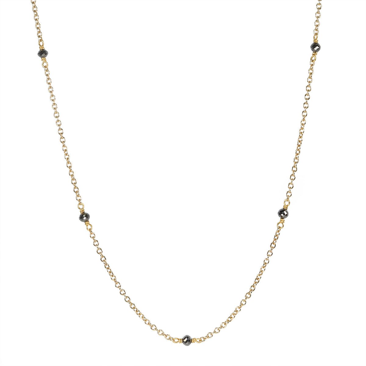 18K Gold and Black Diamond Station Necklace - Peridot Fine Jewelry - Caroline Ellen