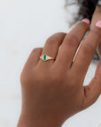 Artemer Emerald Ring with Graduated Needle Baguette Diamonds