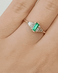 Artemer Emerald Ring with Graduated Needle Baguette Diamonds