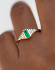 Artemer Emerald Ring with Graduated Needle Baguette Diamonds