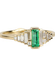 Artemer Emerald Ring with Graduated Needle Baguette Diamonds