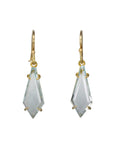 18K Gold and Pale Blue Topaz Geometric Earrings - Peridot Fine Jewelry - Rosanne Pugliese