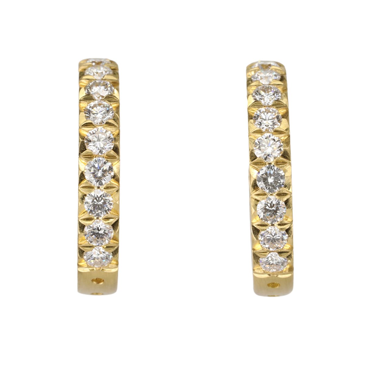 Caroline Ellen Larger Gold and Pave Diamond Hoop Earrings