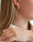 Caroline Ellen Larger Gold and Pave Diamond Hoop Earrings
