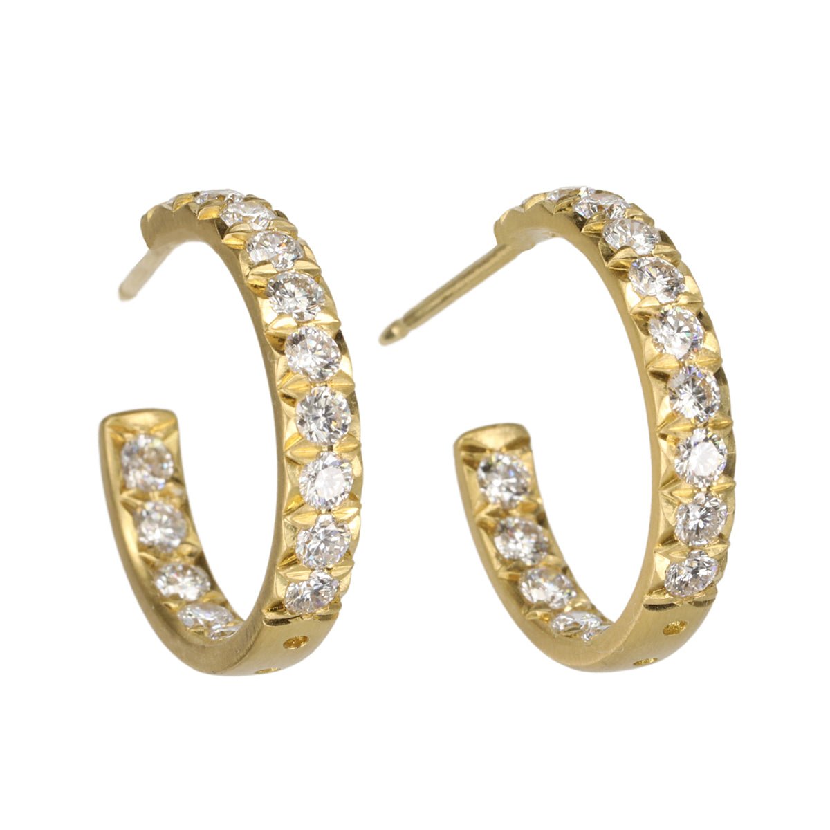 Caroline Ellen Larger Gold and Pave Diamond Hoop Earrings