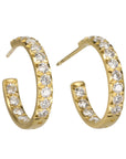 Caroline Ellen Larger Gold and Pave Diamond Hoop Earrings