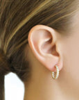 Caroline Ellen Larger Gold and Pave Diamond Hoop Earrings