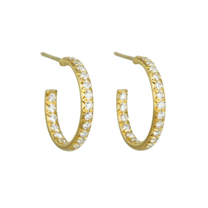 18K Gold and Pave Diamond Large Hoop Earrings - Peridot Fine Jewelry - Caroline Ellen