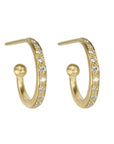 Caroline Ellen Gold and Pave Diamond Medium Hoop Earrings