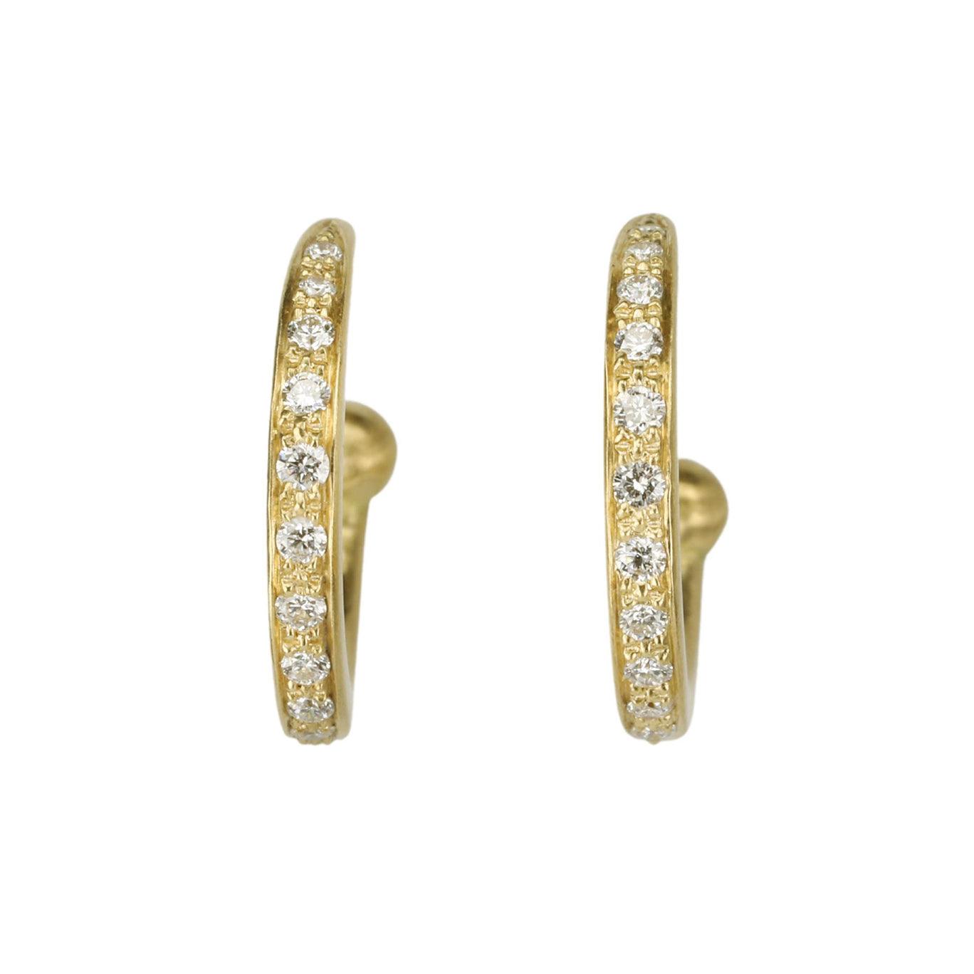 Caroline Ellen Gold and Pave Diamond Medium Hoop Earrings
