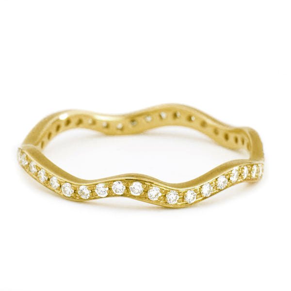 Anne Sportun 18K Gold and Pave Diamond "Wave" Ring