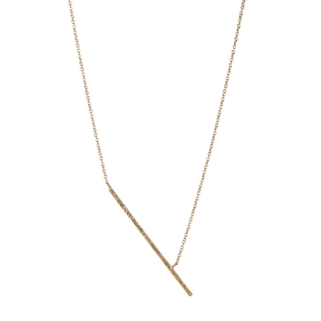 18K Gold Asymmetrical Textured "Rain Stick" Necklace - Peridot Fine Jewelry - Yasuko Azuma