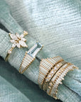 18K Gold Asymmetrical Trapeze Aquamarine & Needle Baguette Diamond Ring - Peridot Fine Jewelry - Artemer