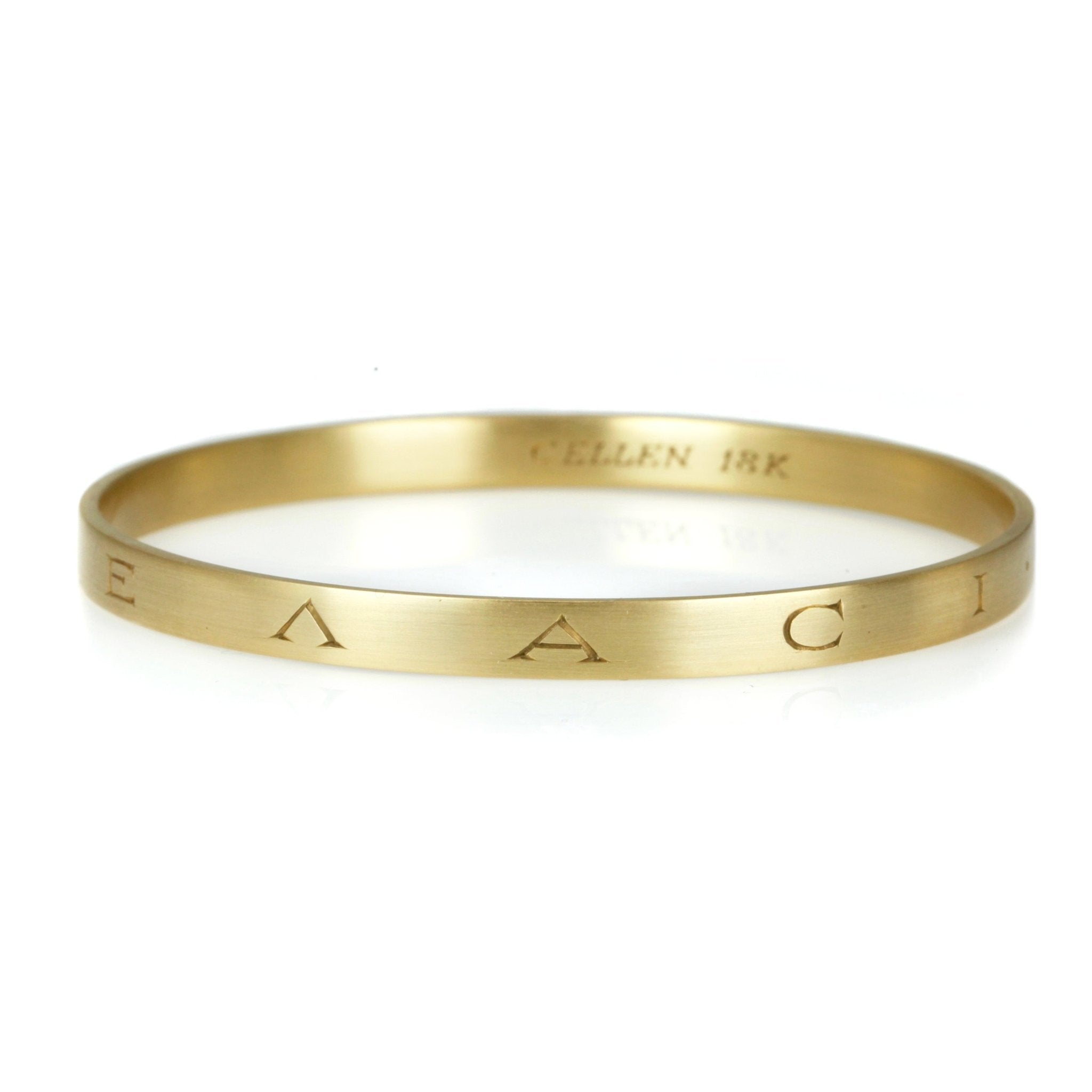 Caroline Ellen 18 Karat Gold Bangle with Ancient Greek Engraving