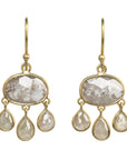 18K Gold Bezel-Set Rustic Diamond "Chandelier" Earrings - Peridot Fine Jewelry - Kothari