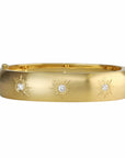 18K Gold "Bombe" Hinge Bracelet with Six "Sunburst" Diamonds - Peridot Fine Jewelry - Caroline Ellen