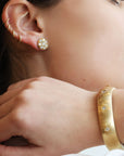 18K Gold "Bombe" Hinge Bracelet with Six "Sunburst" Diamonds - Peridot Fine Jewelry - Caroline Ellen