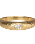 18K Gold "Boulder Bombe" Ring Featuring Pear-Shaped Diamond - Peridot Fine Jewelry - Anne Sportun