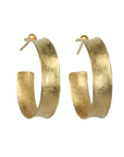 18K Gold Concave Thin Hoop Earrings - Peridot Fine Jewelry - Petra Class