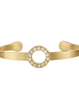 Caroline Ellen 18K Gold Cuff Bracelet with Round Pave Diamond Centerpiece
