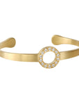Caroline Ellen 18K Gold Cuff Bracelet with Round Pave Diamond Centerpiece