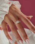 Artemer 18K Gold Cushion-Shaped Diamond Ring with Baguette "Wings"