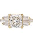 Artemer 18K Gold Cushion-Shaped Diamond Ring with Baguette "Wings"