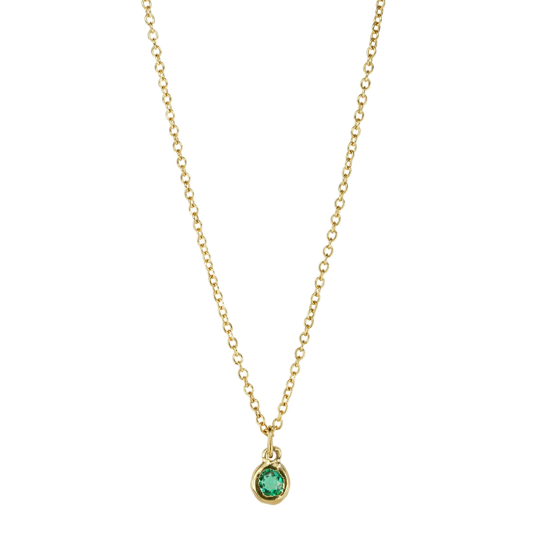 18K Gold Emerald Charm