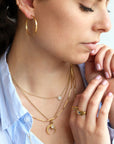 18K Gold "Flat Profile" Handmade Hoops - Peridot Fine Jewelry - Caroline Ellen