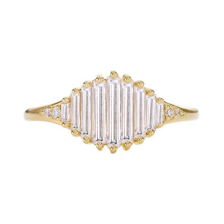 Artemer Graduated Needle Baguette Diamond "Pond of Light" Ring