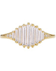 18K Gold Graduated Needle Baguette Diamond "Pond of Light" Ring - Peridot Fine Jewelry - Artemer