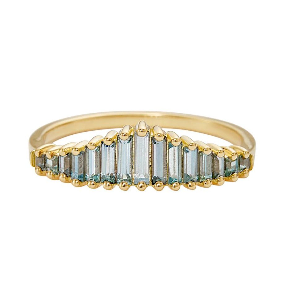 Artemer Gold & Graduated Teal Sapphire "Tiara" Ring